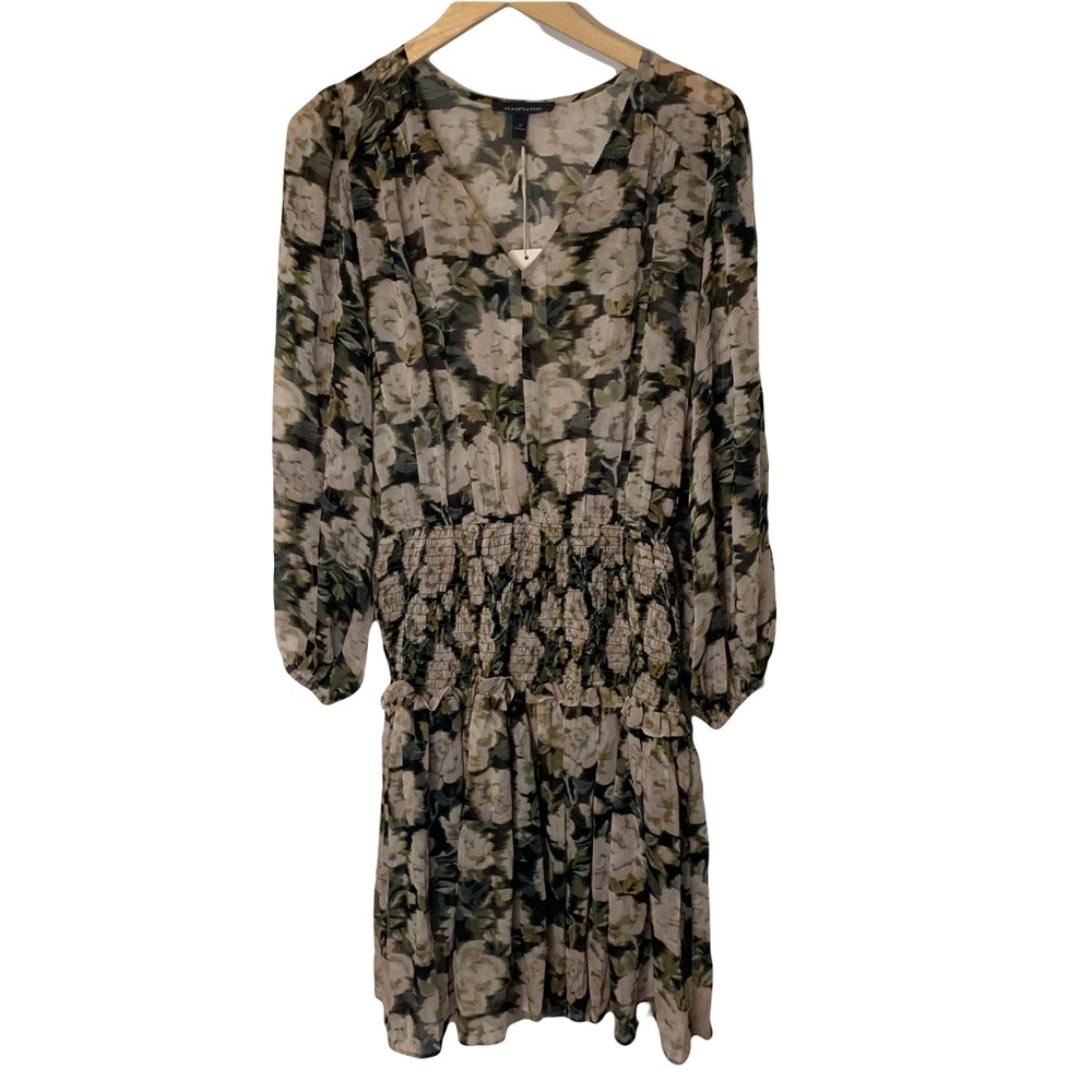 Grade & Gather Midi Dress Black Cream Floral Medium